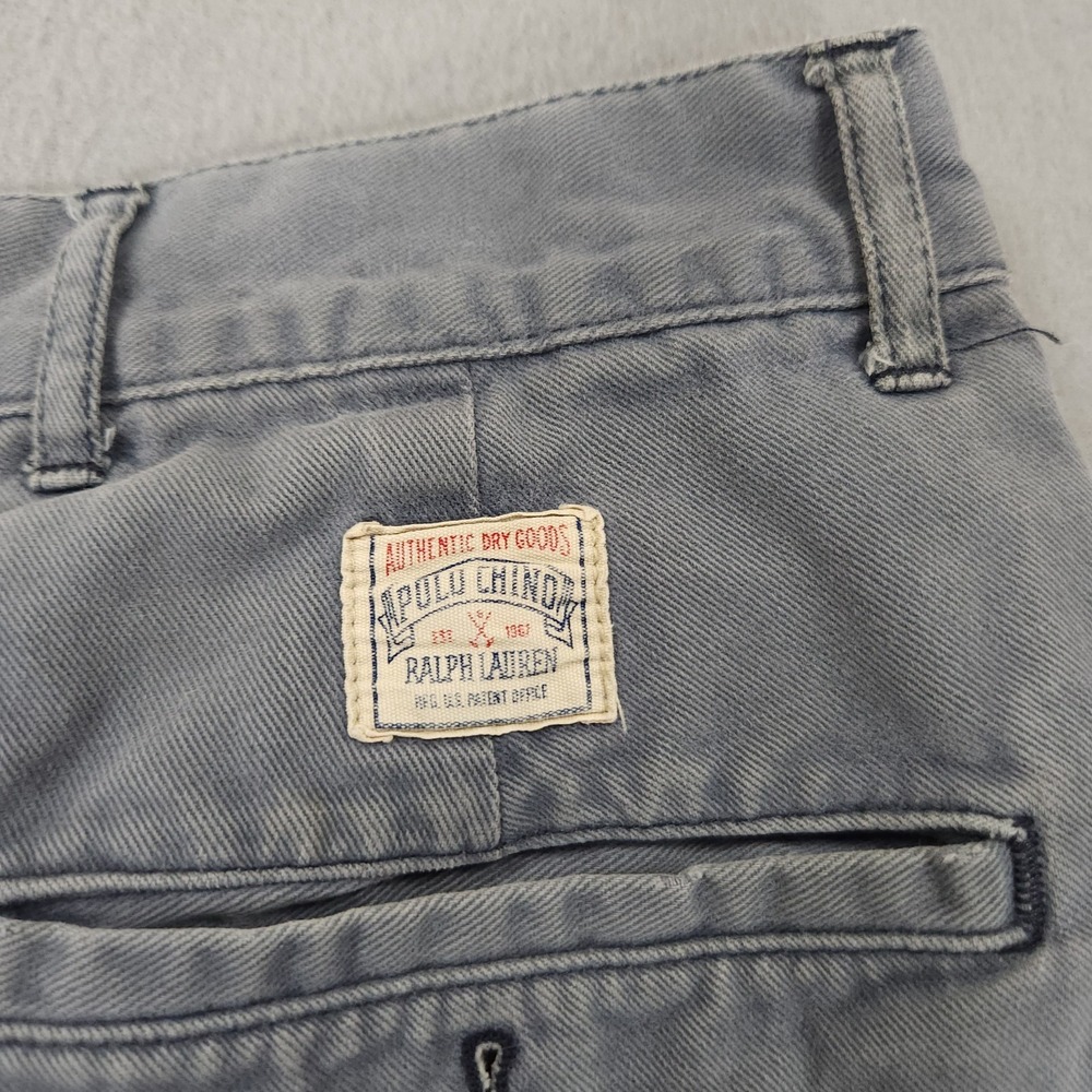 Vintage Polo Ralph Lauren Mens Andrew Shorts Size 33 Pleated Chino Cotton Gray - Picture 3 of 8